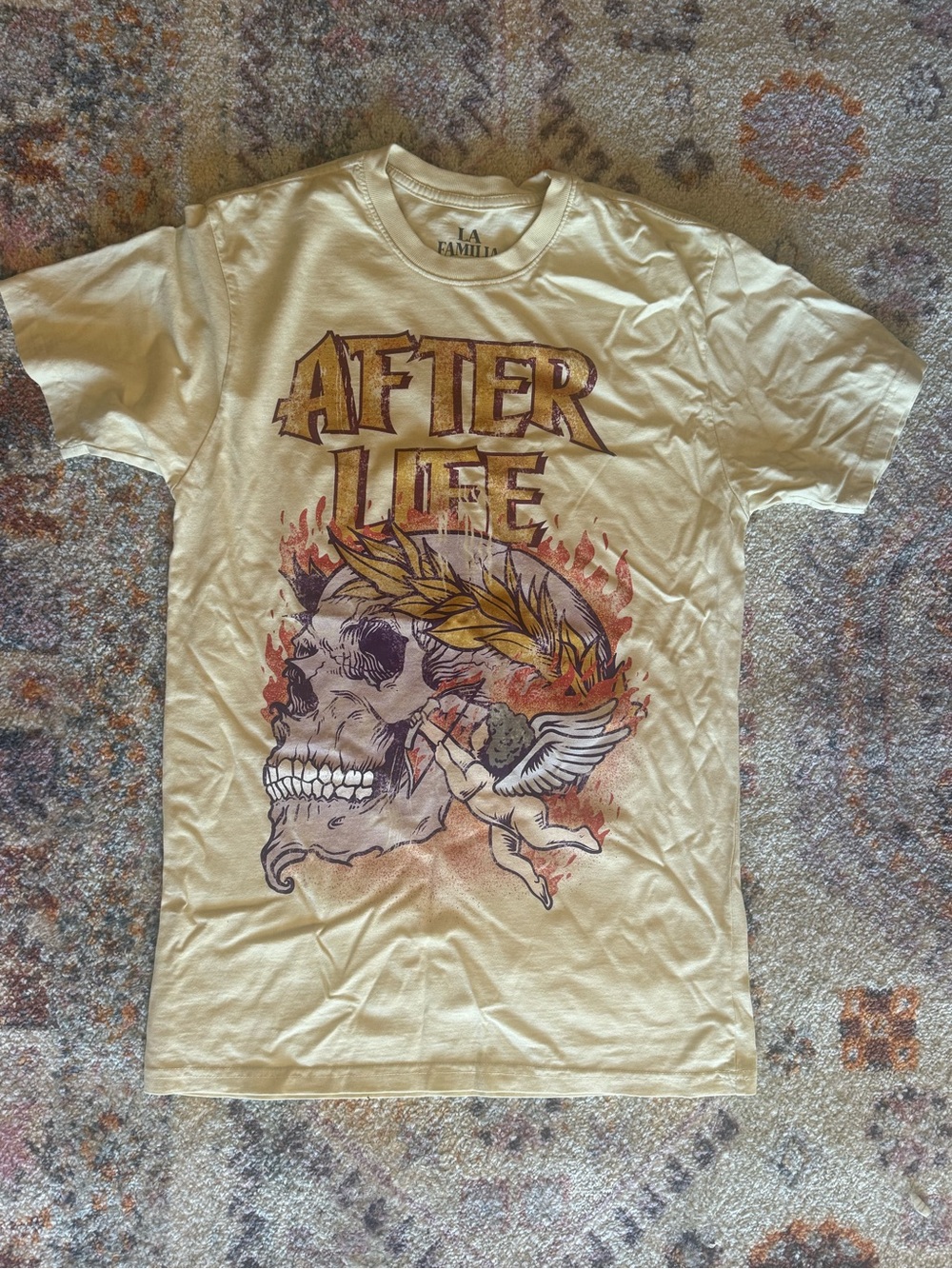 La Familia Forever After Life Skull Angel Graphic T-Shirt Men’s Small